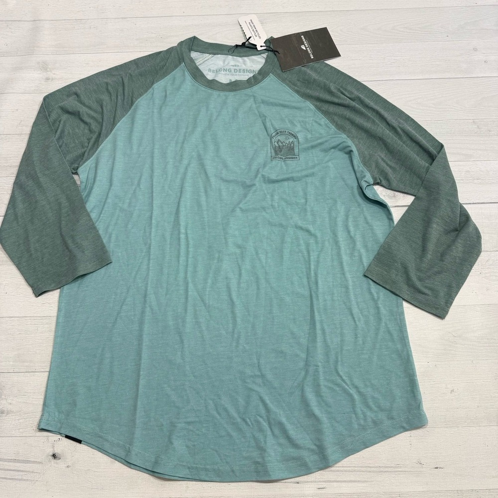 Belong Designs‎ women's 3/4 sleeve tek tee green passions medium NEW